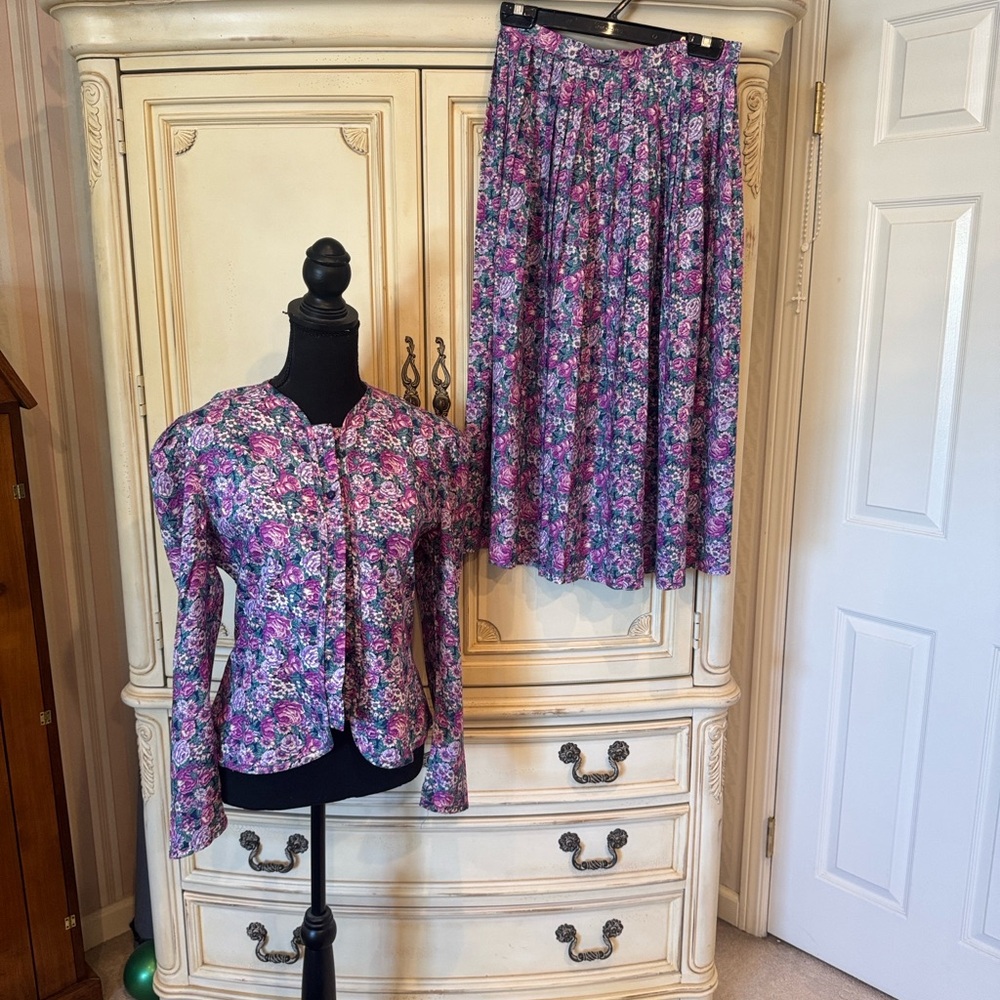 Jessica Howard Purple Floral Midi Skirt